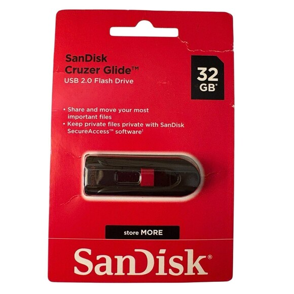 SanDisk Cruzer Glide USB 2.0 Flash Drive 32 GB New! - Picture 1 of 5